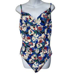 J Crew One Piece Swimsuit Womens XL Multicolored Floral Sweetheart Neck Tropical